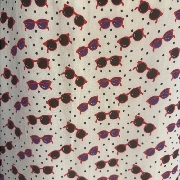 Talbots Multicolored Blouse with Black Trim and Sunglasses Print - Picture 4 of 9